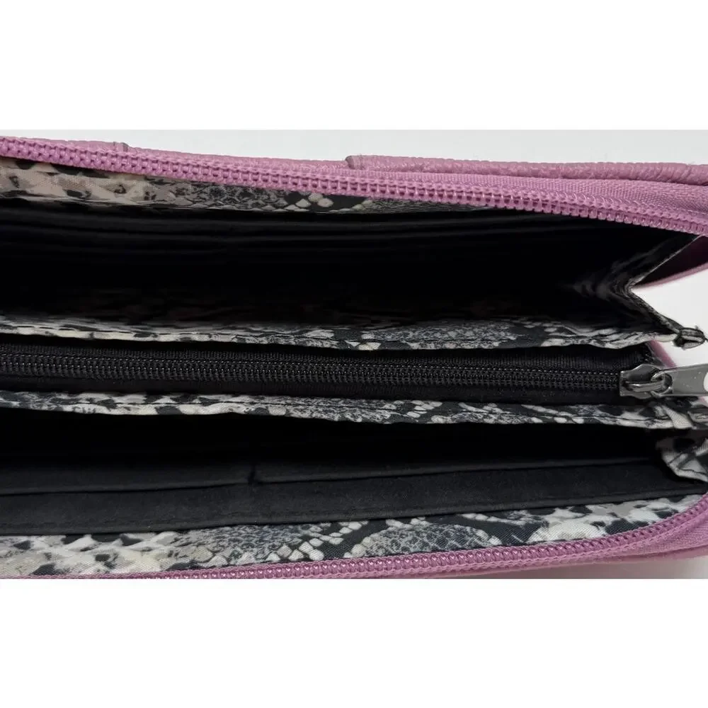 Nicole Miller New York Women's Lilac Textured Wallet Zipper Closure